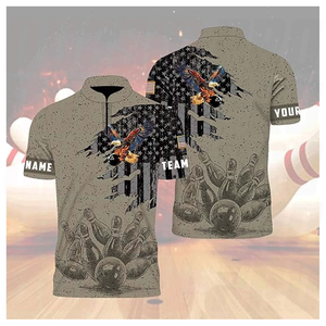 เสื้อโบว์ลิ่งคุณภาพสูงแบบขายส่งสำหรับผู้ชาย เสื้อเจอร์ซีย์โบว์ลิ่งพิมพ์ลาย 3 มิติ พร้อมชื่อสั่งทำพิเศษ เสื้อโปโลสำหรับนักโบว์ลิ่ง ของขวัญสุดพิเศษ - Product Image 2