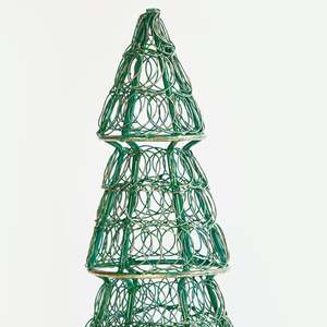 Green and Gold Wire Christmas <b>Tree</b> Figurine with Brass Base Tiered Metal <b>Tabletop</b> Sculpture Modern Holiday Home Decor - Product Image 3