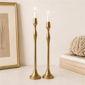 Antique Brass <b>Candlestick</b> <b>Holder</b> Set Elegant Taper Candle Stand for Modern Wedding Centerpieces Vintage Metal Home Decor - Product Image 2