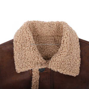Blousons d'hiver décontractés de haute qualité pour hommes, en cuir véritable de mouton, fourrure de mouton véritable, fermeture éclair, service OEM - Product Image 4