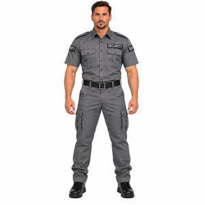 Ensemble uniforme de sécurité pour hommes de haute qualité, chemise de travail à manches courtes, pantalon cargo latéral, couleur unie, uniforme de travail personnalisé pour hommes - Product Image 1