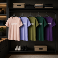 T-shirt en coton vierge surdimensionné personnalisé ODM avec étiquette de col et impression de marque intérieure, diverses couleurs unies