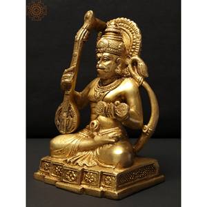 Petite sculpture en laiton Bhakt Hanuman de 5 pouces fabriquée à la main en Inde - Product Image 3