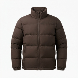 Blouson d'hiver personnalisé pour homme, col montant, décontracté, chaud, rembourré en coton, teint en pièce, avec logo frontal, vêtement d'extérieur OEM - Product Image 1