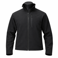 Veste en polaire noire pour homme, col montant, fermeture éclair, coupe décontractée, coupe-vent, vêtement d'automne, veste softshell coupe régulière