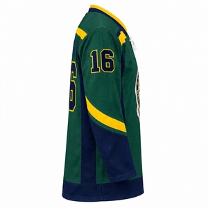 Camiseta de Hockey sobre Hielo Verde Sublimada Personalizada, Uniforme del Equipo de la Unión Local de Carpinteros 276, Transpirable, con Cuello Alto y Mangas con Cordones - Product Image 5