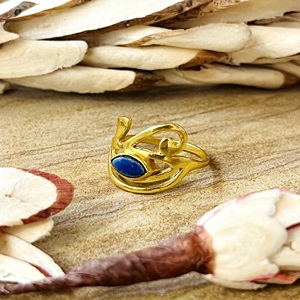 Unique Design <b>Lapis</b> <b>Lazuli</b> <b>Ring</b> Boho Brass Jewelry for Women 18k Gold Plated Egyptian Eye Statement <b>Ring</b> for Wholesale/OEM/ODM - Product Image 4