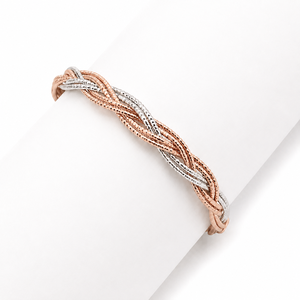 925 Sterling <b>Silver</b> Braided Chain <b>Bracelet</b> for Women High Polish Two Tone Elegant Party Wedding Daily Wear Jewelry - Product Image 3