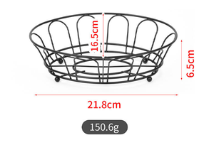 Panier à fruits en métal de bureau à prix de gros, panier de rangement portable pour pain et fruits, panier à fruits ovale noir et argenté - Product Image 4