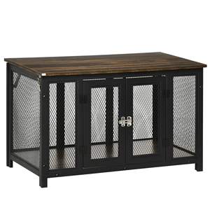 Heavy-Duty <b>Dog</b> <b>Crate</b> Furniture Large Spacious Interior for <b>Medium</b> <b>Dogs</b> Brown Black Pet Houses & Furniture - Product Image 1
