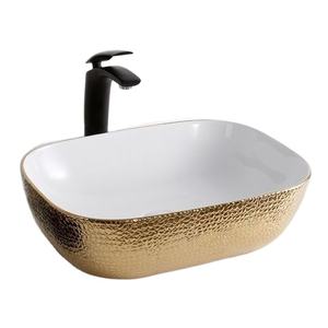 Lavabo de Lujo de Latón Martillado, Forma Ovalada, Borde Festoneado, Acabado Dorado, Lavabo de Sobremesa para Baño, Decoración Premium para Hogar y Hotel - Product Image 1