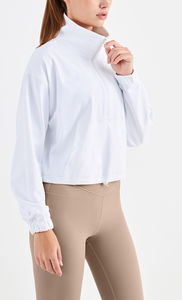 Hauts actifs légers en nylon 100 % de haute qualité avec fermeture éclair quart de tour, vestes de protection solaire, coupe-vent courts, chemises athleisure pour femmes - Product Image 3