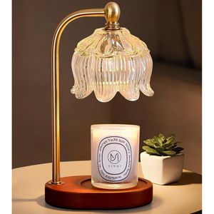 Lampe chauffe-bougie à intensité variable en laiton antique avec minuterie, pot à cire fondante, idéale pour la fête des Mères, un anniversaire ou comme idée cadeau de Noël - Product Image 1