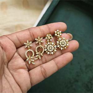 24K Gold & Rhodium Plated Bridal Jewelry Set-6 Piece Fine Earring Set for Daily Wear - Product Image 3