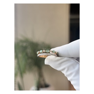 Élégante bague demi-éternité en diamant de laboratoire taille marquise 0,25 ct avec feuilles alternées, alliance de mariage pour femme, fabriquée en or massif 14 carats - Product Image 2