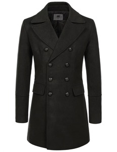 <b>Men's</b> <b>Black</b> Single Breasted Wool Blend Overcoat Classic <b>Long</b> Winter <b>Coat</b> Thick Warm Outerwear OEM ODM Wholesale Manufacturer - Product Image 5