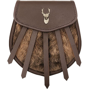 GNG IMPEX Sporran écossais pour kilt - Cuir noir et crin de cheval, 3 pompons, badge chardon, style décontracté, toutes saisons - Product Image 4
