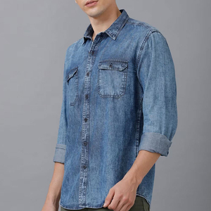 Chemise en jean vintage pour homme, 100 % coton, séchage rapide, tissu confortable, vente en ligne, service OEM, approvisionnement direct usine 2026 - Product Image 2