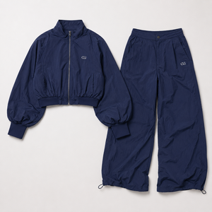 Women's Cropped Nylon Windbreaker Extra Wide Leg <b>Pants</b> & Voluminous Sleeves Jacket Trending <b>Y2k</b> Fashion Streetwear OEM Tracksuit - Product Image 5