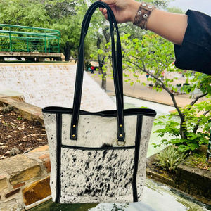 Sac fourre-tout en cuir véritable personnalisé avec fermeture éclair, broderie, couleur unie, style vintage, sac à main de créateur LHTB-0051 - Product Image 1