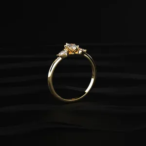 Bague en diamant marquise de qualité supérieure avec pierres latérales en forme de poire, bague en or blanc, clarté VS, acheter directement auprès d'un fournisseur indien - Product Image 3