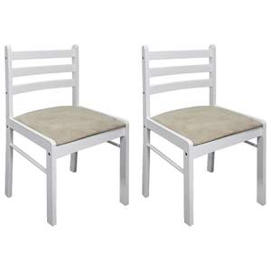 Ensemble de 2 chaises de salle à manger blanches en bois massif et polyester, taille standard - Product Image 2