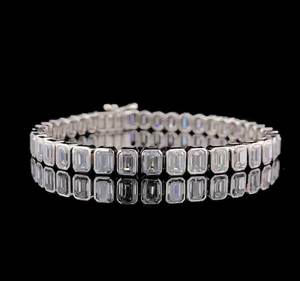 Pulsera de Moissanita con Corte Esmeralda y Diamantes, Diseño Único con Engaste Tipo Tennis, Unisex, Plata de Ley 925, Joyería Fina, Regalo para Pareja - Product Image 2