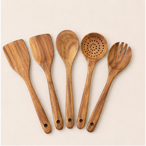 Juego de Cucharas de Cocina de Madera de Acacia Ecológicas, Utensilios de Cocina Antiadherentes de Primera Calidad, Espátula para Suministro a Granel para Restaurantes - Product Image 3