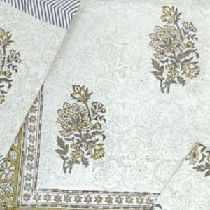 Jaipur Pigment Printed <b>Floral</b> 100% Cotton 200TC 3-Piece Flat <b>Bed</b> <b>Sheet</b> Set Durable Skin Friendly Non-Toxic Dye Eco-Friendly Home - Product Image 3