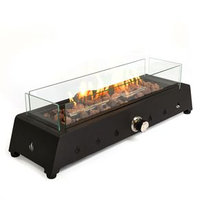 Brasero portable d'extérieur de 28 pouces avec raccordement rapide au gaz propane, protection contre le vent en verre et pierres de lave - pour les divertissements en plein air - Product Image 2