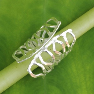925 Sterling Silver Wide Cuff Wrap Ring Modern Hammered Handmade Fashion Jewelry for Women - Product Image 3