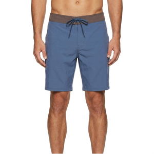 Premium Men's Surf Board Shorts with Brown Waistband Classic Blue Quick Dry Swim Trunks Custom Logo Summer Beachwear - Product Image 2