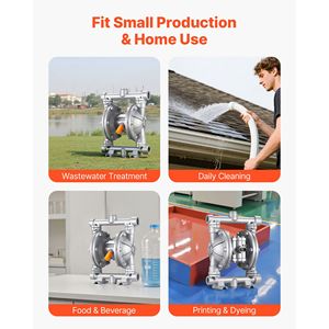 "Pneumatic <b>Waste</b> Oil Transfer <b>Pump</b> Air Operated Double Diaphragm 6.6 GPM 3/8 Inch Inlet/Outlet Aluminum Max 100 PSI" - Product Image 6