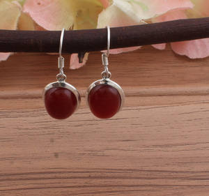 Boucles d'oreilles pendantes en jaspe rouge naturel, perles en argent sterling 925, bijoux en pierre précieuse rouge véritable pour femmes, fête, luxe - Product Image 4