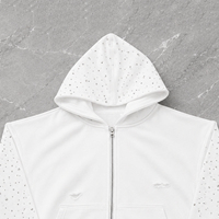 Sweat à capuche zippé personnalisé, oversize, effet délavé, avec strass, 100% coton, doux, écologique, tissu à séchage rapide, effet soleil éclairé, unisexe, style streetwear