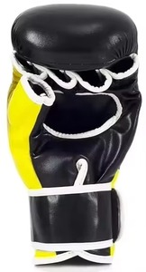 ถุงมือ MMA หนัง PU สีดำพรีเมียม ขอบสีเหลือง สายรัดข้อมือปรับได้ กันลื่น น้ำหนักเบา สำหรับศิลปะการต่อสู้มืออาชีพ มวย - Product Image 2
