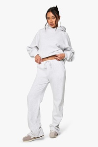 Pantalones deportivos anchos de cintura alta para mujer, color gris ceniza, corte holgado, pierna recta, estilo casual, venta al por mayor - Product Image 5