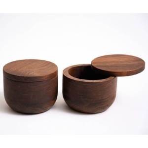 Wooden <b>Storage</b> <b>Jar</b> with Wooden Lid Cylinder Shape Classic Design 250ml Eco-Friendly Durable Air Tight Container <b>for</b> <b>Kitchen</b> Use - Product Image 5
