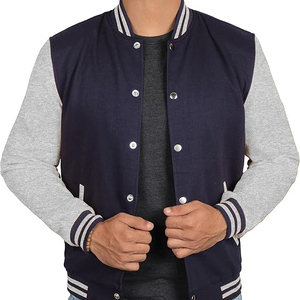 Men's Custom Logo Full Sleeves Varsity <b>Jacket</b> with Wool Body Quick Dry Breathable Streetwear Style <b>Canvas</b> for Spring Season - Product Image 2