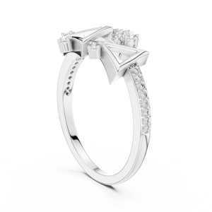 Bague géométrique Trio Peak avec diamants, Bague à grappe de diamants triangulaires, Bague à accent Prisme doré, Bague Bypass géométrique moderne, Tri-Pea - Product Image 4