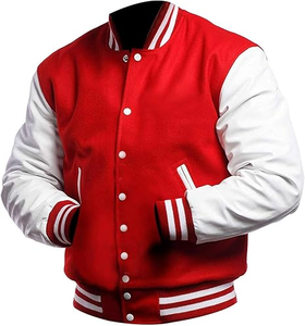Chaqueta Universitaria de Béisbol Personalizada para Hombre, Bordado Chenille de Alta Calidad, Fabricante OEM, Chaqueta Varsity de Cuero Corta - Product Image 1