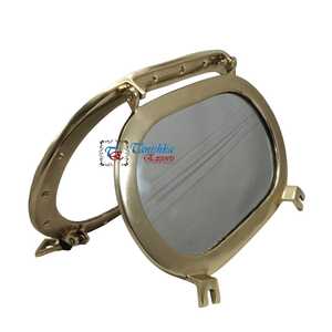 Espejo Decorativo de Pared con Forma de Ojo de Buey Rectangular de 15 Pulgadas, Hecho a Mano, de Aluminio Chapado en Oro, Estilo Náutico Art Deco, Ligero - Product Image 5