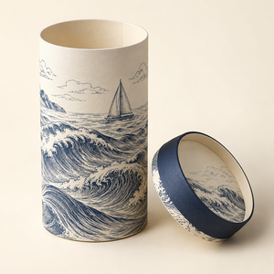 Boîte en tube de papier rond avec illustration océanique personnalisée pour l'emballage de flacons cosmétiques - Product Image 4