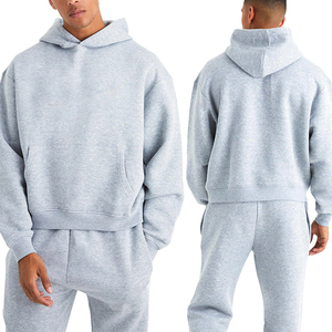 Chándal con Capucha para Hombre, Color Gris Claro, Poliéster/Algodón, Manga Larga, Color Sólido, Corte Holgado Informal, Ropa de Invierno, Bolsillos Laterales, Diseño 2 en 1 - Product Image 3