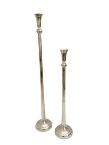 Candelabro de Aluminio Plateado, Portavelas Metálico, Soporte para Velas Tipo Baqueta, para Decoración de Mesa en Bodas y Hogar - Product Image 1