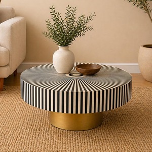 Table basse de luxe écologique moderne faite à la main avec incrustations en os, haute qualité pour la maison et le salon - Product Image 6