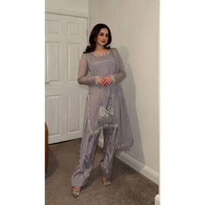 ชุดแต่งกายสำหรับปาร์ตี้ท่อนบนล่างและชุด Dupatta พร้อมชุดทำงานปักไซส์ XL - Product Image 6