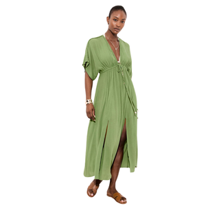 Vestido largo maxi con estampado floral para mujer, estilo línea A, atuendo de verano - Product Image 2