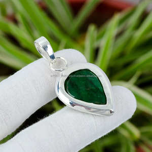 925 pendentif en argent Sterling pierre précieuse pendentif fait main cadeau de demoiselle d'honneur pendentif émeraude naturelle bijoux en argent - Product Image 2