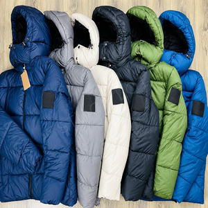 Winter Casual Outerwear Polyester Material Zipper Front Windproof Thick <b>Down</b> <b>Filled</b> Hooded Puffer <b>Jacket</b> for <b>Men</b> Stock Apparels - Product Image 1